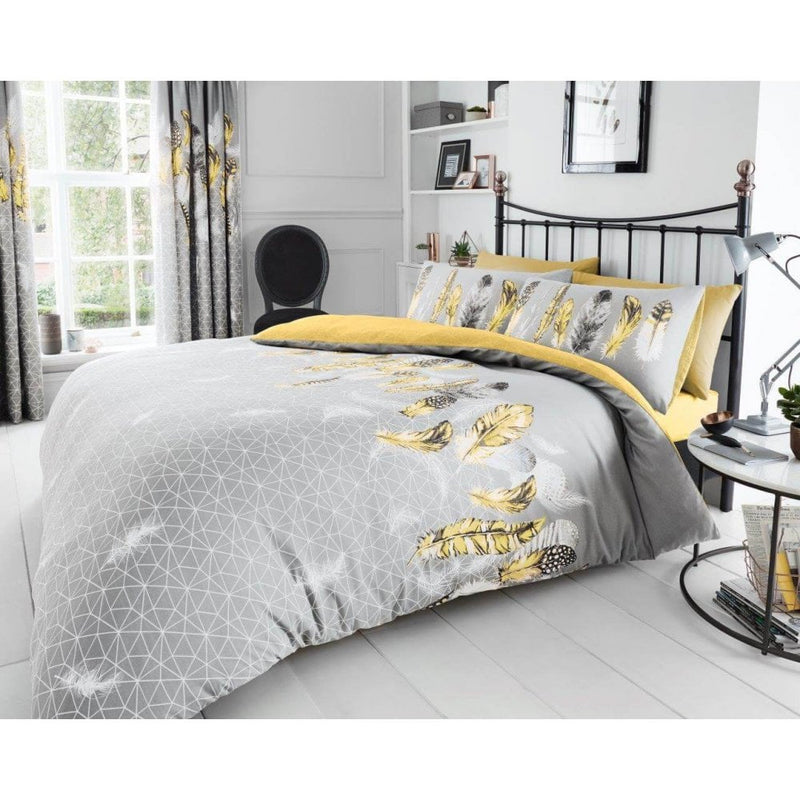 Feathers Duvet Cover Bedding Set - Yellow