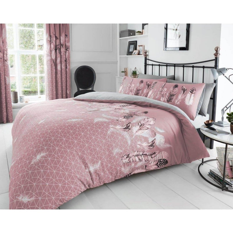 Feathers Duvet Cover Bedding Set - Pink
