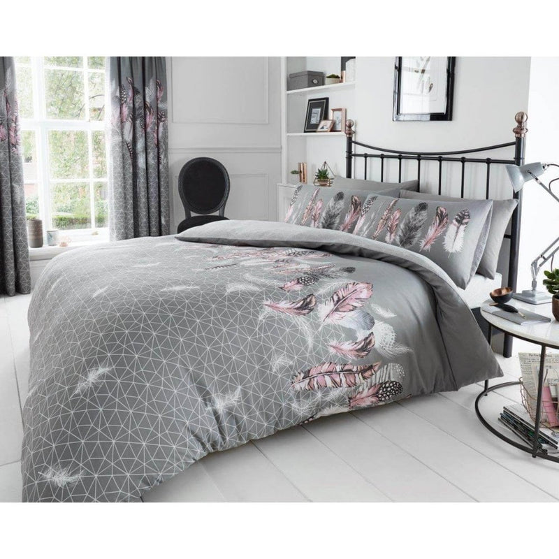 Feathers Duvet Cover Bedding Set - Grey