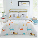 Sausage Dog Duvet Cover Bedding Set - Mustard