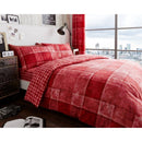 Denim Check Duvet Cover Bedding Set - Red