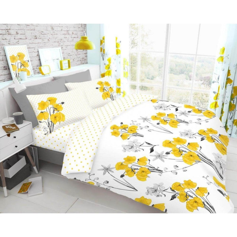 Poppy Duvet Cover Bedding Set - Yellow