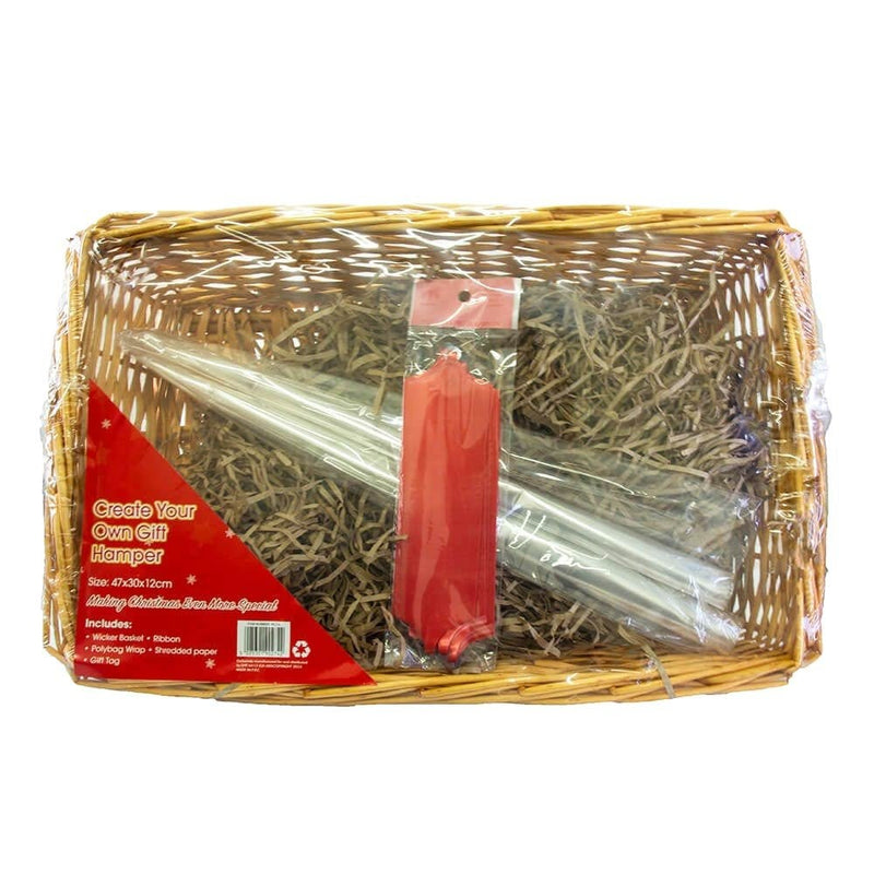Make Your Own DIY Gift Hamper Basket Gift Wrap Bow Shredded Paper Cellophane