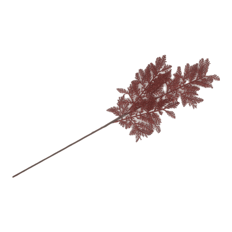 Large Glittered Branch Stem Pick Christmas Decoration - Red