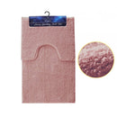 Shiny Microfibre Beige Bath Mat 2 Piece Set  - Pink