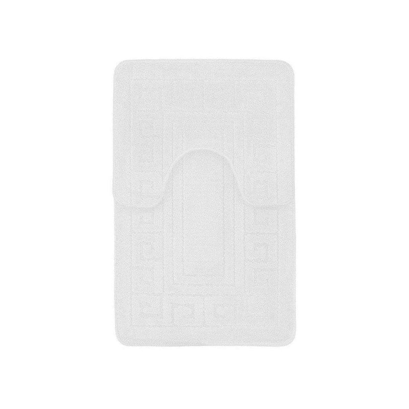 Greek Key White Patterned 2 Piece Bath Mat Set