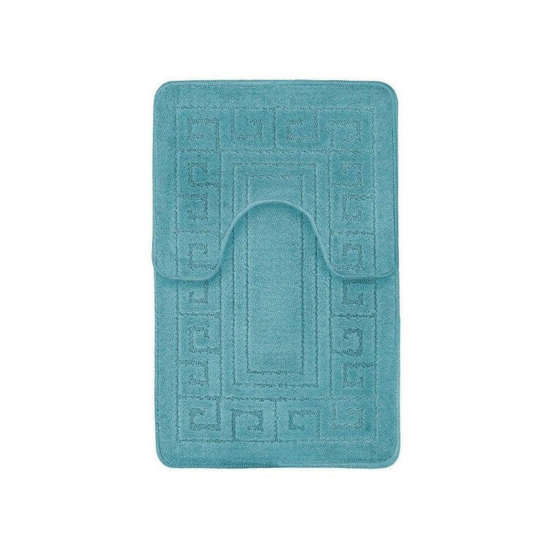 Greek Key Aqua Bath Mat Set