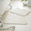 Cream Memory Foam Pebble Bath & Pedestal Mat Bathroom Toilet Mats Rug Set