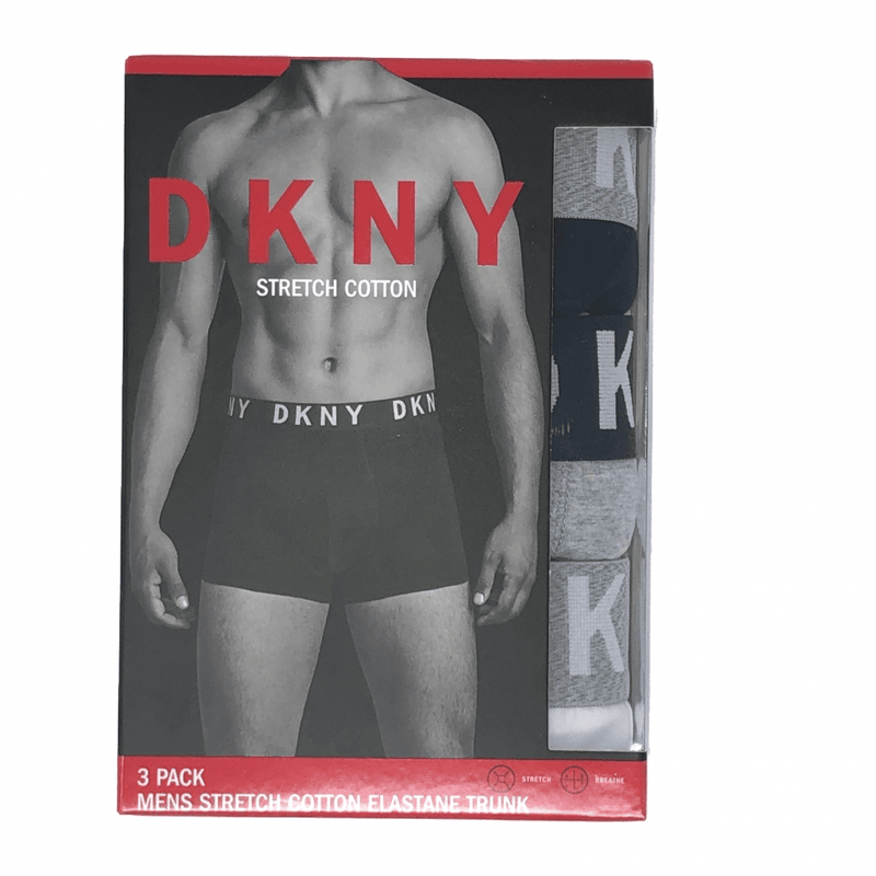 Mens DKNY 3 Pack Boxer Short Trunks - Black/Grey/White