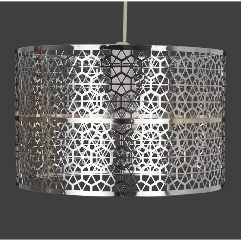 Febe Pendant Ceiling Light With Modern Cut Out Detailing - Chrome