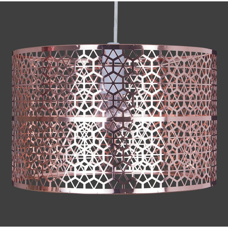 Febe Pendant Ceiling Light with Modern Cut Out Detailing - Copper