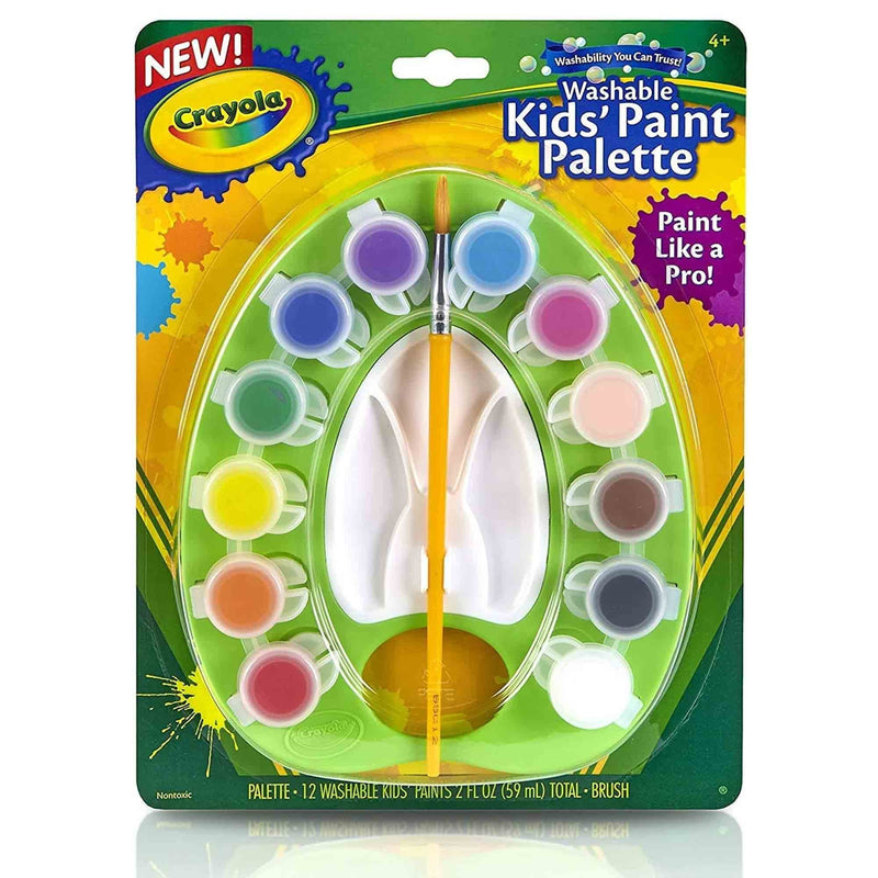 Crayola Washable Kids 12 Colour Paint Palette & Brush Art Craft Gift 4 Years+