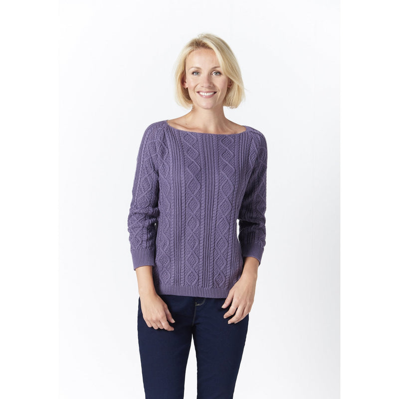 Cotton Cable Sweater- Lilac