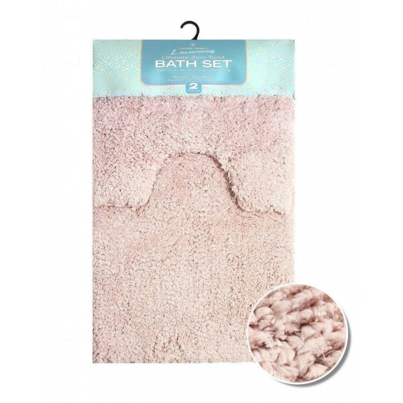 Zero Twist Bath Mat 2 Piece Set - Pink