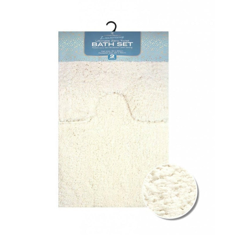 Zero Twist Bath Mat 2 Piece Set - Cream