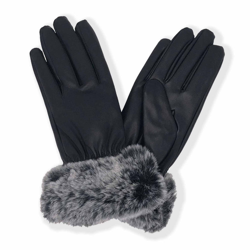 Faux Fur Cuff Glove - PU
