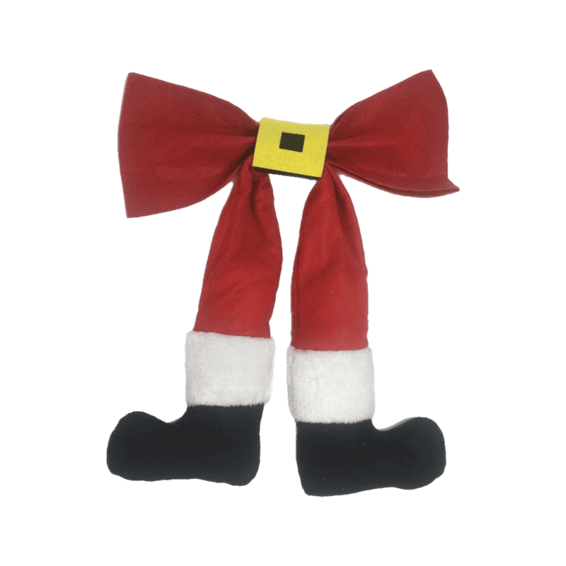Large 48cm Plush Stuffed Santa Legs Bow Christmas Xmas Tree Topper Decoration