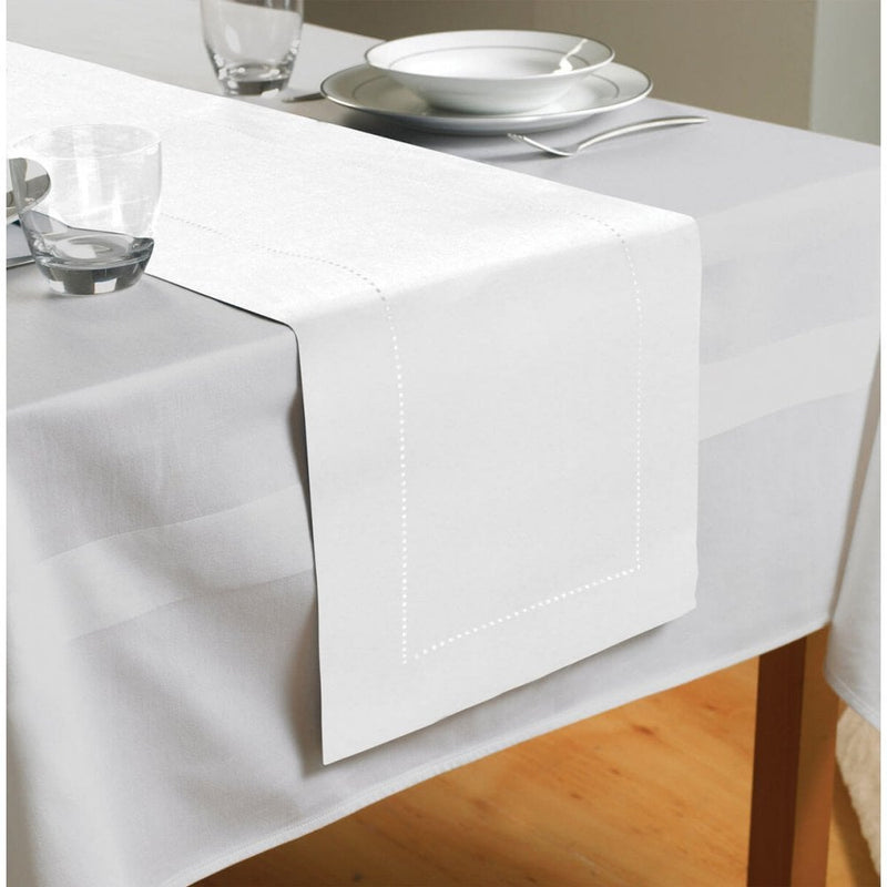 Linen Look Table Runner White 30 x 180 cm