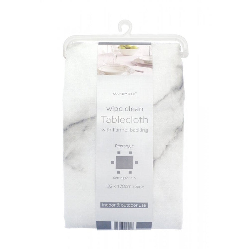 Country Club Wipe Clean Tablecloth 132x178cm - Marble