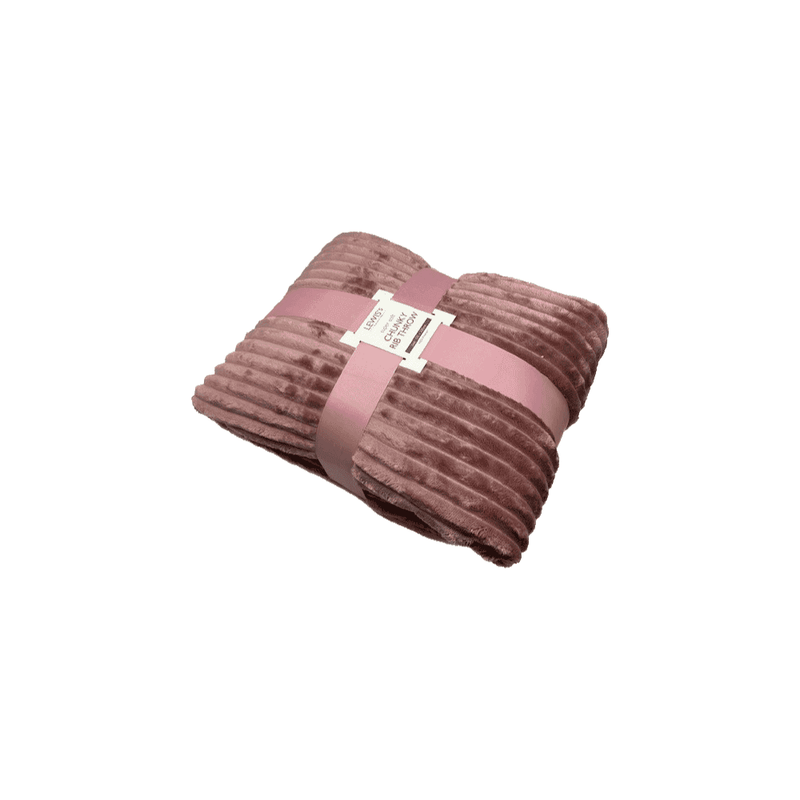 Lewis's Super Soft Chunky Ribbed Throw - Blush