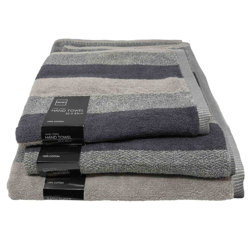 Marl Stripe Jacquard 500GSM Towel Range - Charcoal