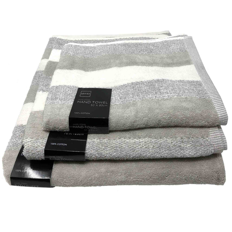 Marl Stripe Jacquard 500GSM Towel Range - Silver