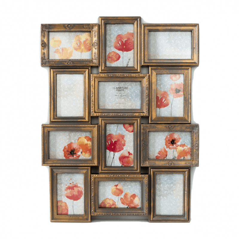 Wall Photo Grame - Vintage Gold - Holds 12 Photos