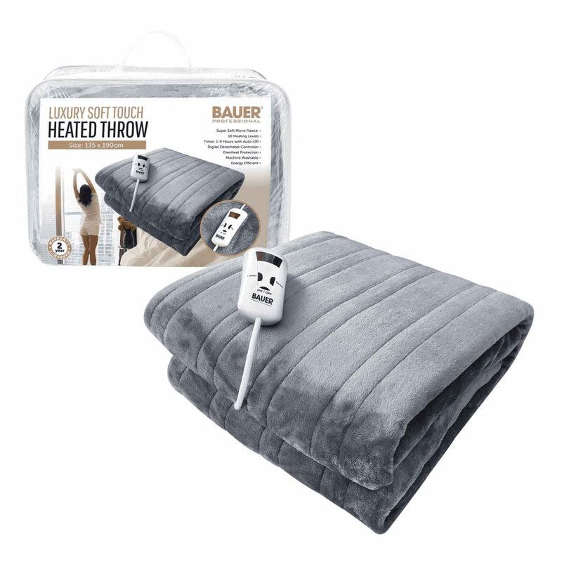 Luxury Soft Touch Heated Throw 135x190cm - Grey