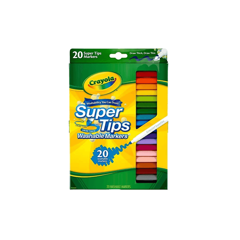Crayola Pack Of 20 Super Tips Washable Markers Crayons Pens Age 4 Years+