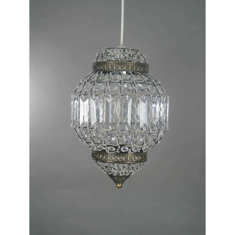 Antique Lantern Style Antique Brass Clear Crystal Ceiling Light Shade