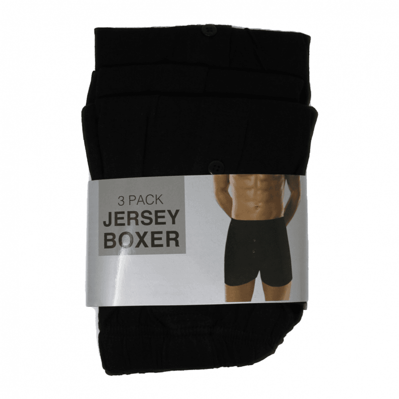 Mens Jersey 3 Pack Boxer Shorts - Black