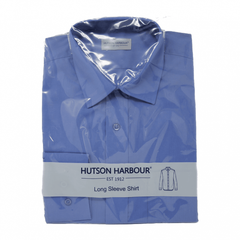 Hutson Harbour Long Sleeve Formal Plain Shirt - Blue