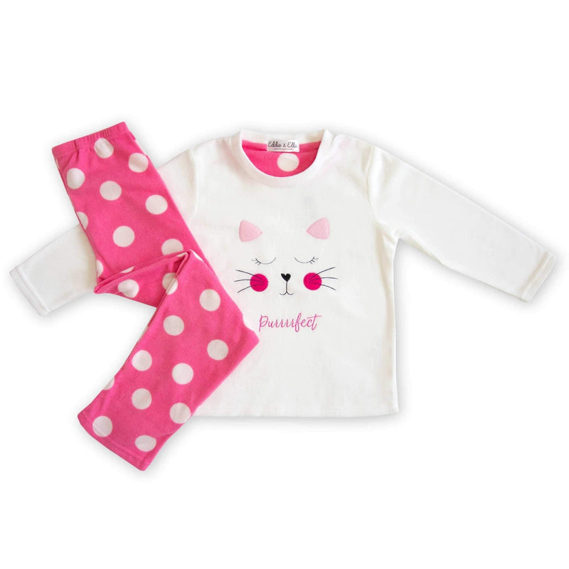 Kid's Fleece Cat Applique Pyjamas