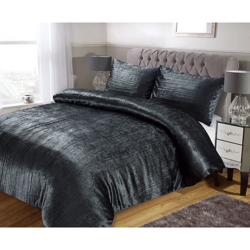 Lewis's Adeline Crinkle Duvet Set - Charcoal
