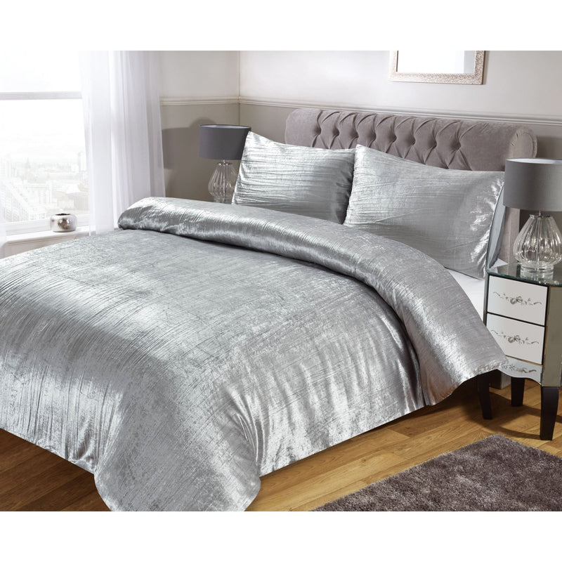 Lewis's Adeline Crinkle Duvet Set - Silver