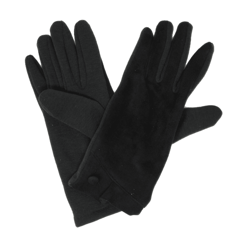 Suedette Glove with Button Detail