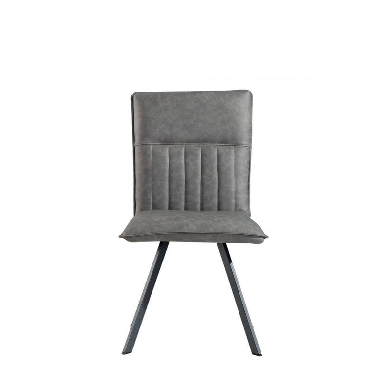 Pair of Darwen Leather Dining Chair - Grey