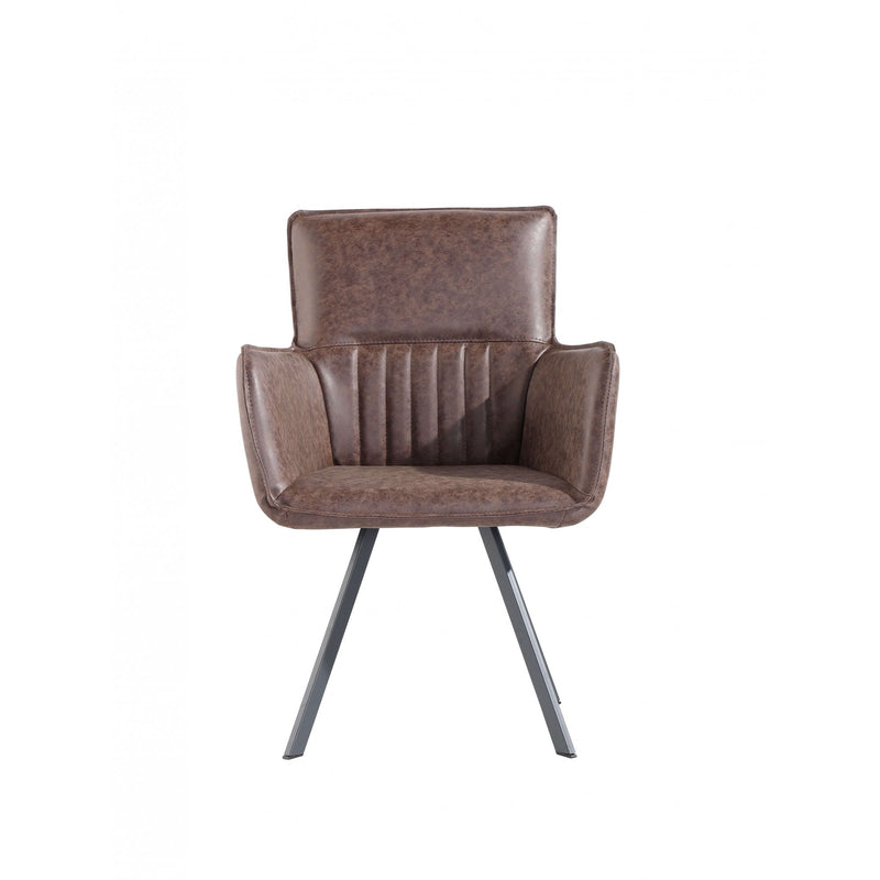 Pair of Darwen Carver Chair with Metal Legs  - Brown