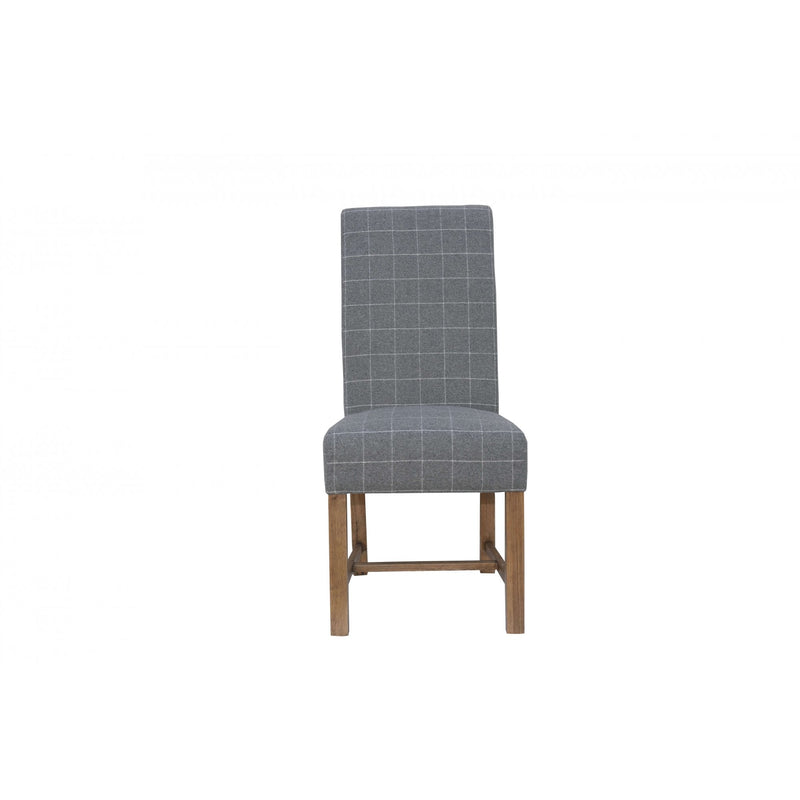 Pair of Woolen Upholstered Chair - Check Grey