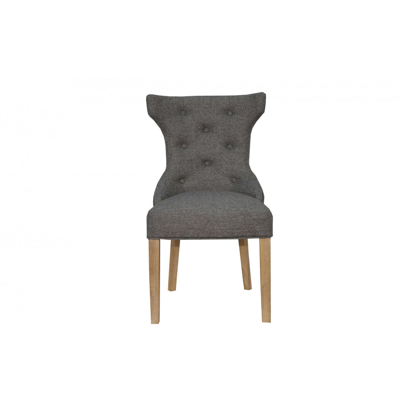 Pair of Winged Button Back Chair with - Light Grey