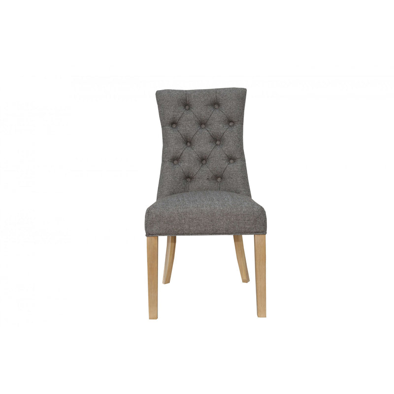 Pair of Curved Button Back Chair - Dark Grey