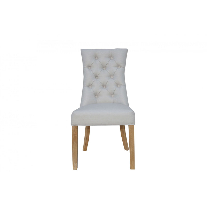 Pair of Curved Button Back Chair - Natural