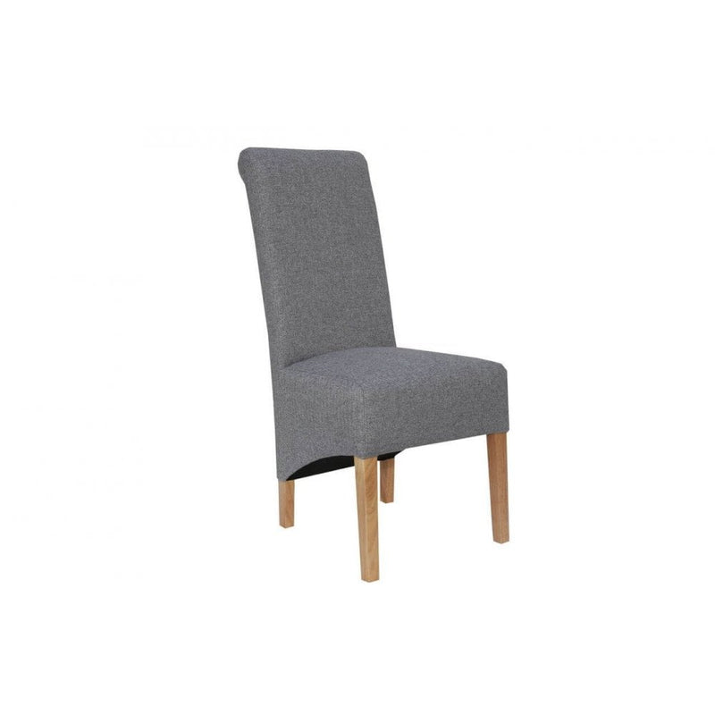 Pair of Scroll Back Fabric Chair - Light Grey