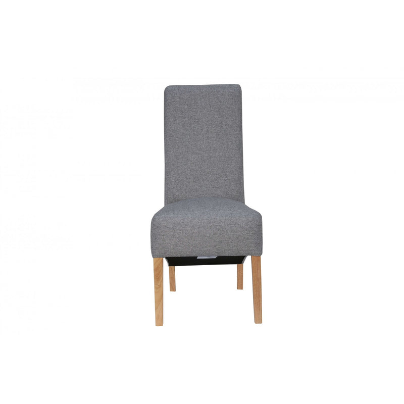 Pair of Scroll Back Fabric Chair - Light Grey