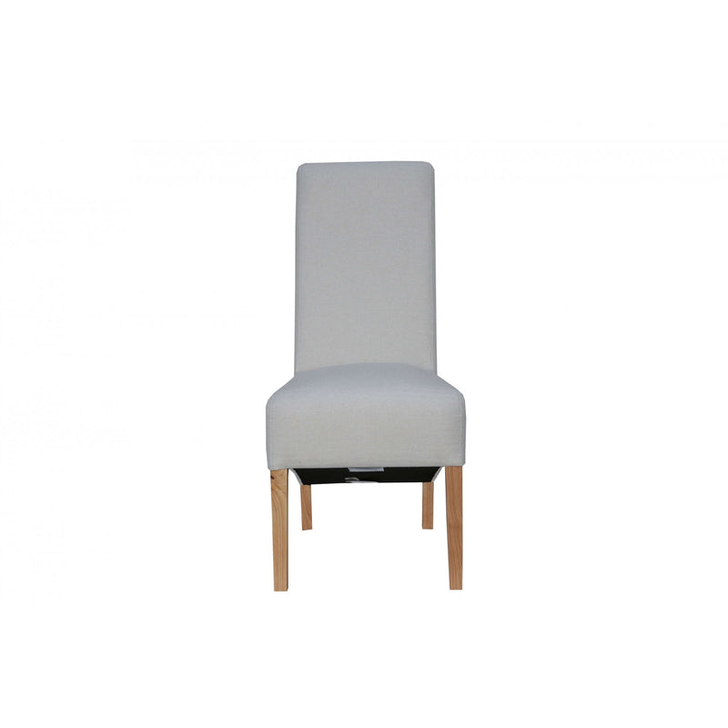 Pair of Scroll Back Fabric Chair - Natural