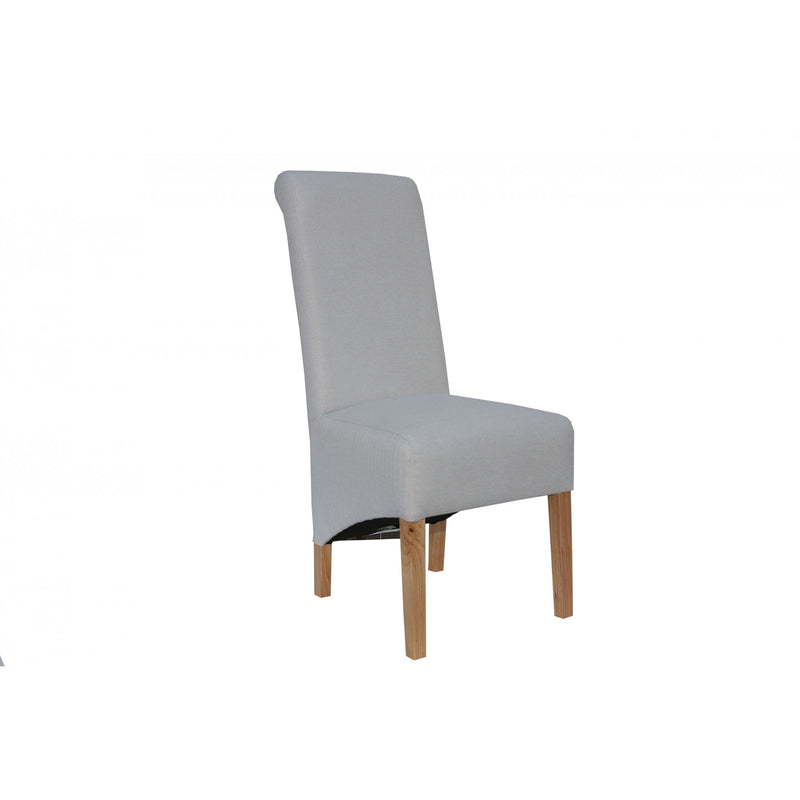 Pair of Scroll Back Fabric Chair - Natural