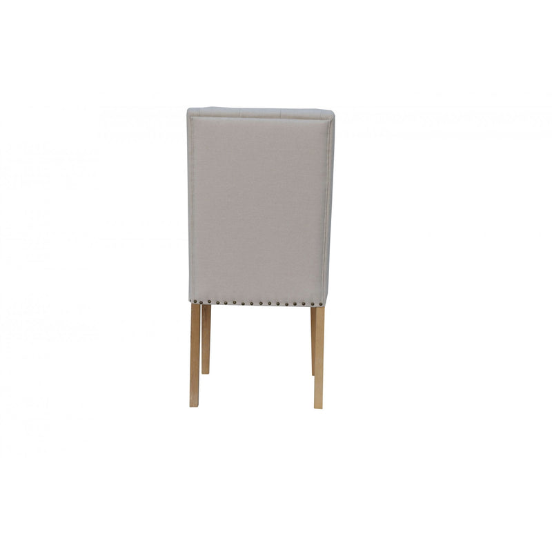 Pair of Button and Studded Dining Chair - Natural