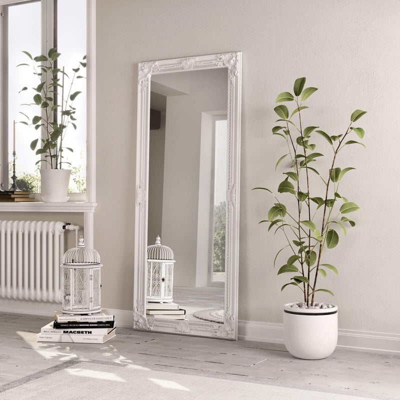 Leaner Mirror White Painted Wooden Frame 75 x 3.5 x 165 cm
