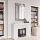 Rectangular Wall Mirror Silver Painted Wooden Frame 80 x 7 x 115 cm