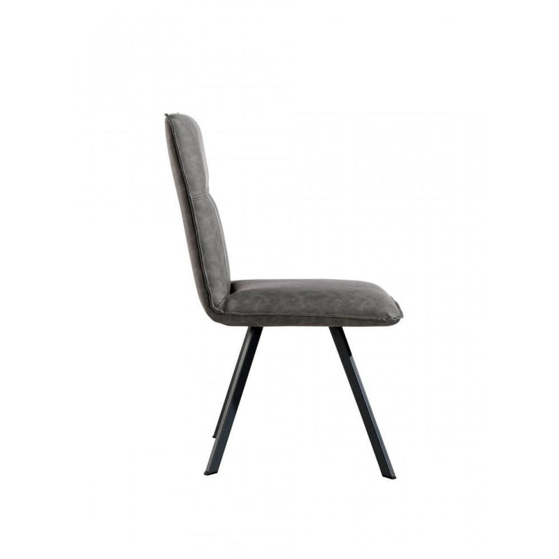 Pair of Darwen Leather Dining Chair - Grey